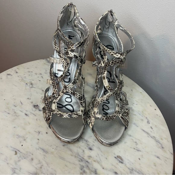 Sam Edelman Eden Heels Size 7M snakeskin shoes Leather - Picture 3 of 7